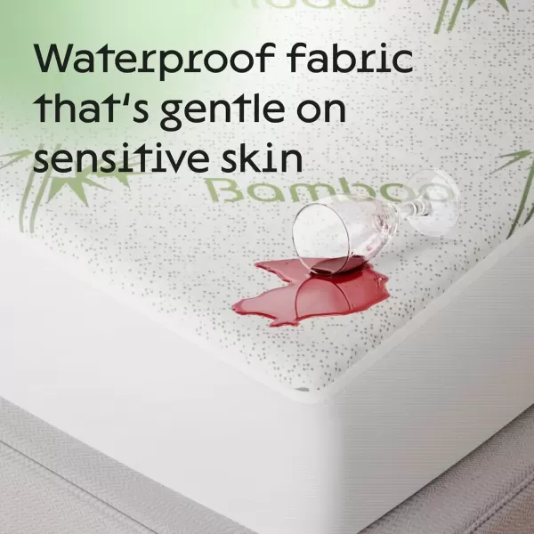 image100 Waterproof Twin Mattress Protector  360 Protection Against Spills Stains ampamp Accidents for Parents ampamp Pet Owners  Noiseless ampamp Cooling Viscose Made from Bamboo WhiteKing