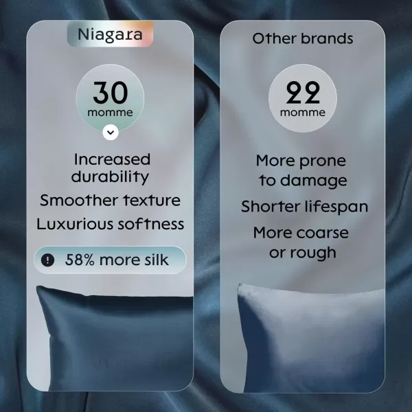 imageNiagara 100 Mulberry Silk Pillowcase  30 Momme Silk Pillow case for Hair and Skin  Grade 6A Silk Pillow Cases with Zipper  Soft ampamp Cooling Black Silk Pillowcase Queen Size 20quotx30quotNavy Blue