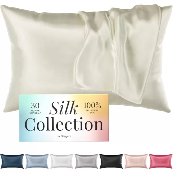 imageNiagara 100 Mulberry Silk Pillowcase  30 Momme Silk Pillow case for Hair and Skin  Grade 6A Silk Pillow Cases with Zipper  Soft ampamp Cooling Black Silk Pillowcase Queen Size 20quotx30quotChampagne