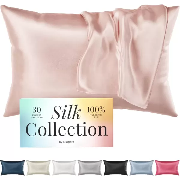 imageNiagara 100 Mulberry Silk Pillowcase  30 Momme Silk Pillow case for Hair and Skin  Grade 6A Silk Pillow Cases with Zipper  Soft ampamp Cooling White Silk Pillowcase Queen Size 20quotx30quotPink