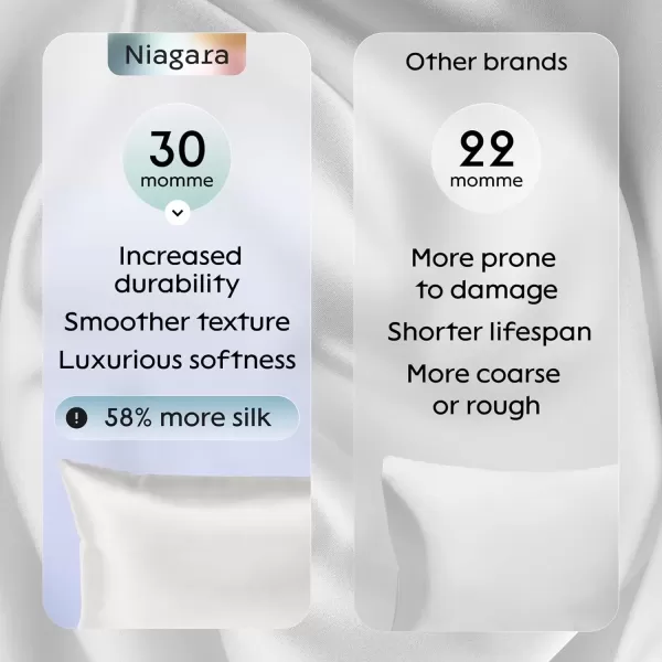 imageNiagara 100 Mulberry Silk Pillowcase  30 Momme Silk Pillow case for Hair and Skin  Grade 6A Silk Pillow Cases with Zipper  Soft ampamp Cooling White Silk Pillowcase Queen Size 20quotx30quotWhite