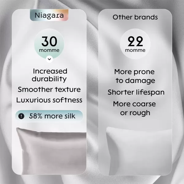 imageNiagara 100 Mulberry Silk Pillowcase  30 Momme Silk Pillow case for Hair and Skin  Grade 6A Silk Pillow Cases with Zipper  Soft ampamp Cooling White Silk Pillowcase Queen Size 20quotx30quotGrey