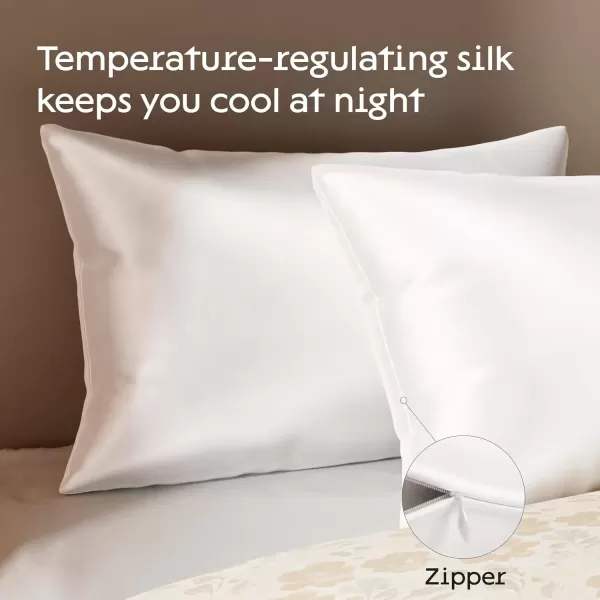 imageNiagara 100 Mulberry Silk Pillowcase  30 Momme Silk Pillow case for Hair and Skin  Grade 6A Silk Pillow Cases with Zipper  Soft ampamp Cooling White Silk Pillowcase Queen Size 20quotx30quotWhite