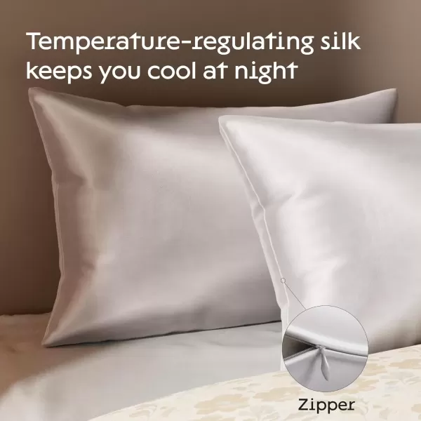 imageNiagara 100 Mulberry Silk Pillowcase  30 Momme Silk Pillow case for Hair and Skin  Grade 6A Silk Pillow Cases with Zipper  Soft ampamp Cooling White Silk Pillowcase Queen Size 20quotx30quotGrey