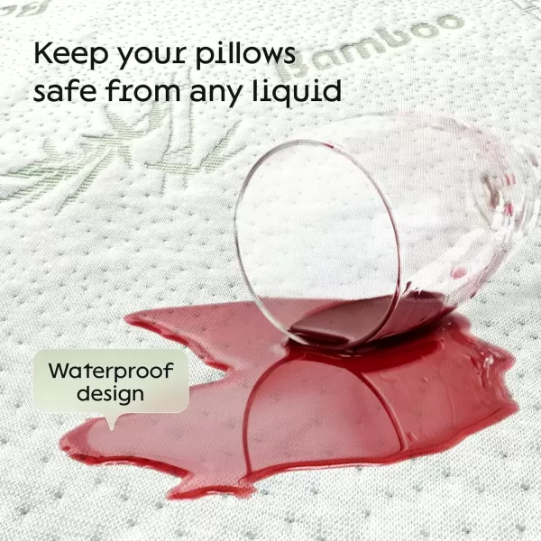 image100 Waterproof Pillow Protectors King 20x36 Pair Zippered Pillow Case Pillow Cover Guaranteed Noiseless Pad Ultra Plush Absorbent Viscose Made from Bamboo Green 2 PackGreen