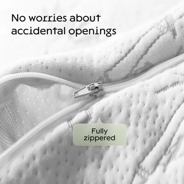 imageCloudLike Pillow Protectors with Zipper Standard Size  Breathable Cooling Pillow Covers for Hot Sleeprers  100 Resistant to Stains Dust ampamp Dirt Green 2PackWhite