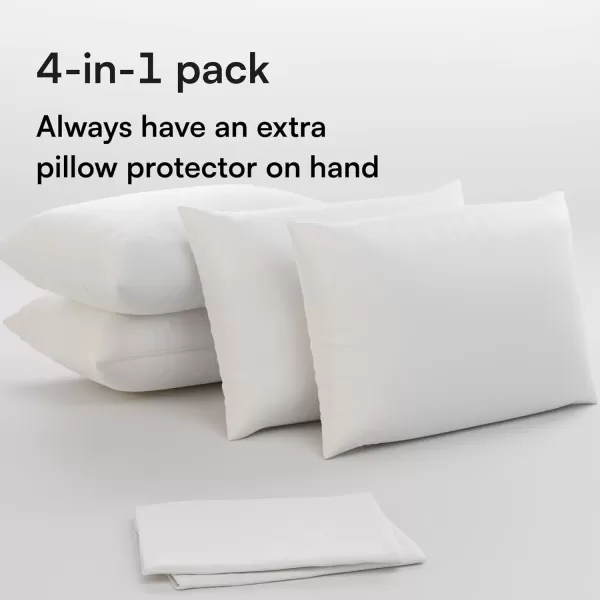 imageNiagara 100 Cotton 4 Pack Pillow Protectors Queen 20x30 Inches 34 Micron Pore Size Feather Proof Premium Tight Weave Cases Covers Zippered Breathable Non NoisyQueen 4Pack