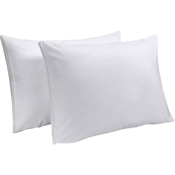 imageNiagara 2 Pack Standard Pillow Protectors with Zipper Premium Cotton Sateen Blend Tight Weave Lab Tested Non Noisy Zip Covers Breathable Non Crinky 20x26 InchesKing