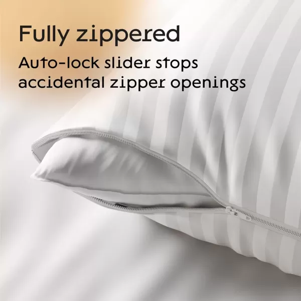 imageNiagara 2 Pack Standard Pillow Protectors with Zipper Premium Cotton Sateen Blend Tight Weave Lab Tested Non Noisy Zip Covers Breathable Non Crinky 20x26 InchesBody