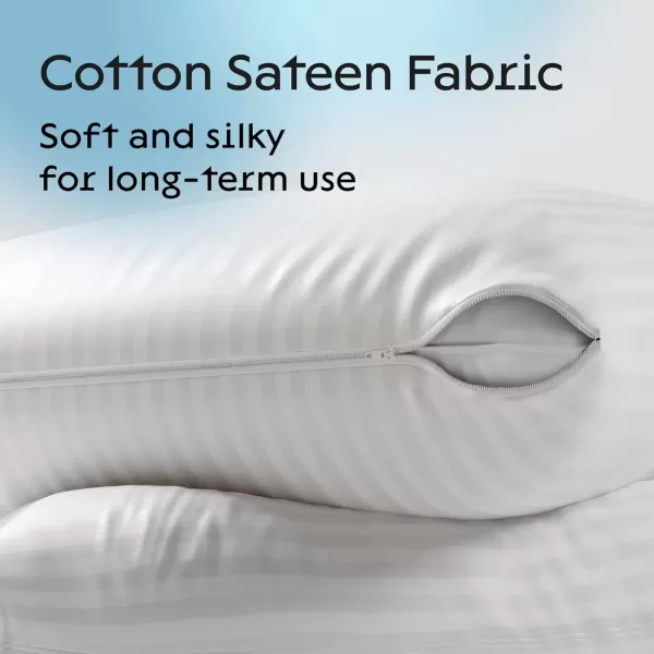 imageNiagara 2 Pack Standard Pillow Protectors with Zipper Premium Cotton Sateen Blend Tight Weave Lab Tested Non Noisy Zip Covers Breathable Non Crinky 20x26 InchesBody