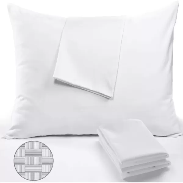 imageNiagara 4 Pack Pillow Protectors Queen 20x30 Inches Lab Certified Ultra Fresh Treated 100 Cotton Non Crinkle Quiet Breathable Zipper Covers Cases WhiteQueen