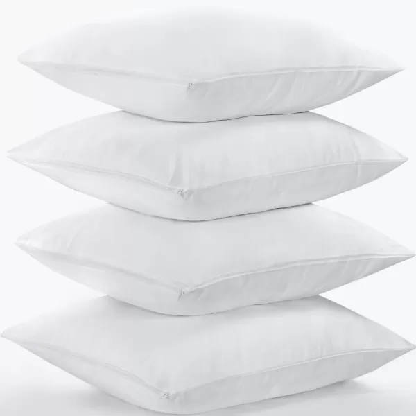 imageNiagara 4 Pack Pillow Protectors Queen 20x30 Inches Lab Certified Ultra Fresh Treated 100 Cotton Non Crinkle Quiet Breathable Zipper Covers Cases WhiteStandard