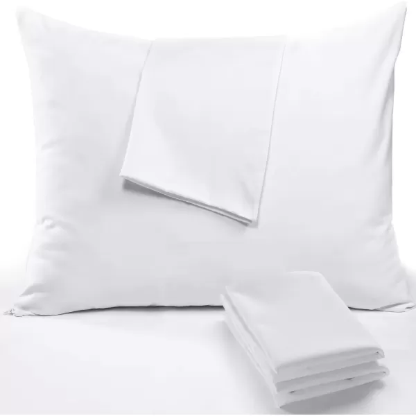 imageNiagara 4 Pack Pillow Protectors Queen 20x30 Inches Lab Certified Ultra Fresh Treated 100 Cotton Non Crinkle Quiet Breathable Zipper Covers Cases WhiteQueen