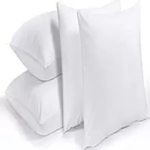 imageNiagara 4 Pack Pillow Protectors Queen 20x30 Inches Lab Certified Ultra Fresh Treated 100 Cotton Non Crinkle Quiet Breathable Zipper Covers Cases WhiteKing