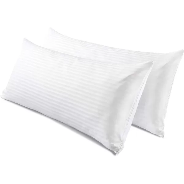 imageNiagara 4 Pack Standard Pillow Protectors with Zipper Premium Cotton Sateen Blend Tight Weave Lab Tested Non Noisy Zip Covers Breathable Non Crinky 20x26 InchesBody