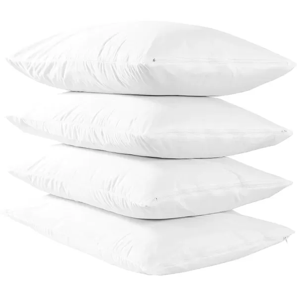 imageNiagara 4 Pack Waterproof Pillow Protectors King 20x36 Extra Soft Non Noisy Inches Smooth Zipper Premium Encasement Covers Quiet Cases Set White 100 Liquid Protection 100Gsm Super Soft