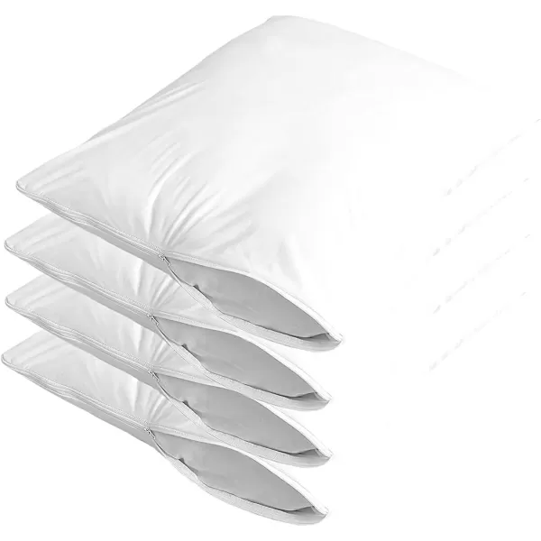 imageNiagara 4 Pack Waterproof Pillow Protectors King 20x36 Extra Soft Non Noisy Inches Smooth Zipper Premium Encasement Covers Quiet Cases Set White 100 Liquid Protection 100Gsm Super Soft