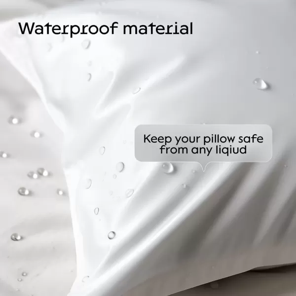 imageNiagara 4 Pack Waterproof Pillow Protectors Queen 20x30 Inches Smooth Zipper Premium Encasement Covers Quiet Cases Set WhiteStandard