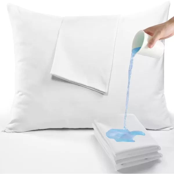 imageNiagara Extra Soft Non Noisy 4 Pack Waterproof Pillow Protectors Standard 20x26 Inches Smooth Zipper Premium Encasement Covers Quiet Cases Set White Bed Bug Proof Hypoallergenic