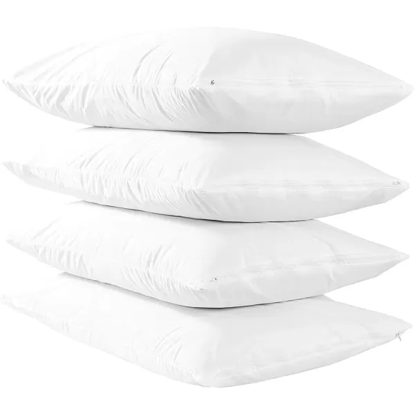 imageNiagara Extra Soft Non Noisy 4 Pack Waterproof Pillow Protectors Standard 20x26 Inches Smooth Zipper Premium Encasement Covers Quiet Cases Set White Bed Bug Proof Hypoallergenic