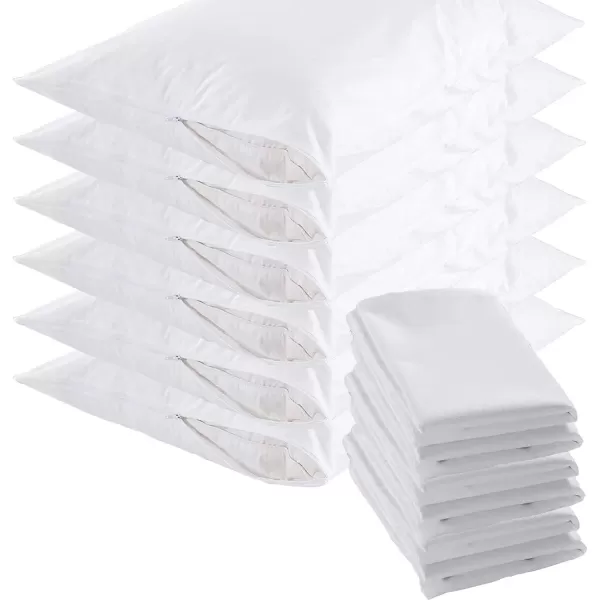 imageNiagara Pillow Protectors with Zipper Standard Size 8Pack  100 Resistant to Stains Dust ampamp Dirt  Soft Hypoallergenic Standard Pillow Protector for Safe and Quiet SleepQueen