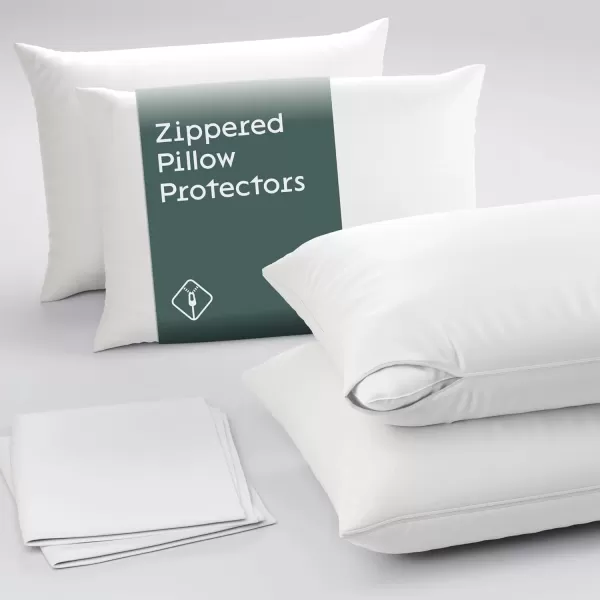 imageNiagara Pillow Protectors with Zipper Standard Size 8Pack  100 Resistant to Stains Dust ampamp Dirt  Soft Hypoallergenic Standard Pillow Protector for Safe and Quiet SleepStandard