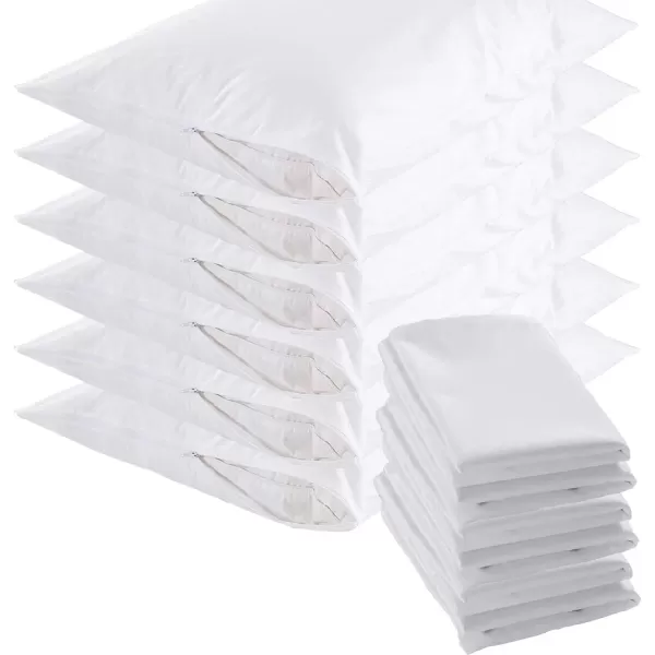 imageNiagara Pillow Protectors with Zipper Standard Size 8Pack  100 Resistant to Stains Dust ampamp Dirt  Soft Hypoallergenic Standard Pillow Protector for Safe and Quiet SleepKing