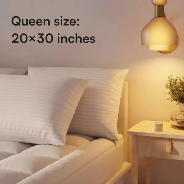 imageQueen 4 Pack Pillow Protectors Queen 20x30 Cotton Sateen Blend Style 450 Thread Count Lab Tested Tight Weave Premium Non Noisy Zip