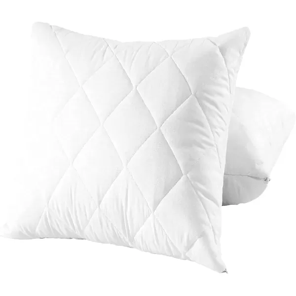 imageQuilted Pillow Protectors Standard Pair 20x26 Inches Extra Soft Thick Ultra Plush White Zippered Set of 2 Size EncasementKing