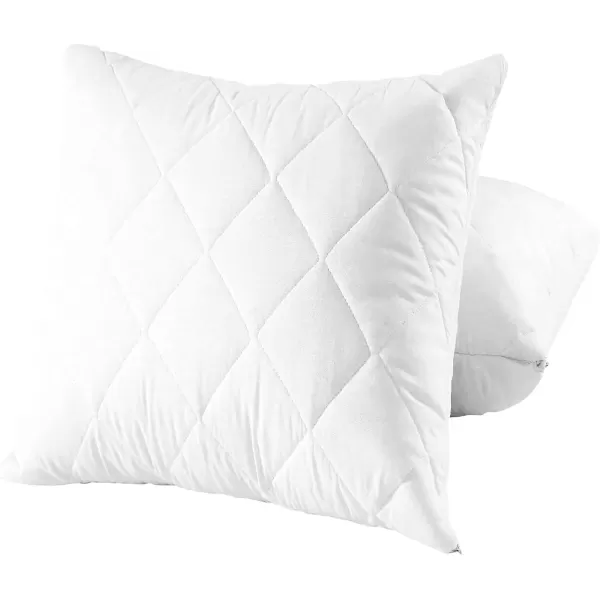 imageQuilted Pillow Protectors Standard Pair 20x26 Inches Extra Soft Thick Ultra Plush White Zippered Set of 2 Size EncasementStandard
