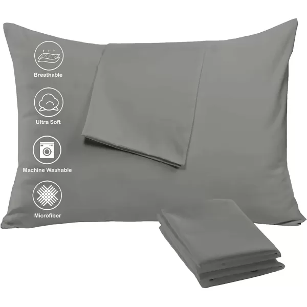 imageUltra Soft Pillow Protectors with Zipper Standard Size  Set of 4 Breathable Pillow Covers  100 Protection Against Stains Dust ampamp Dirt  Machine Washable GrayGray