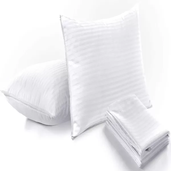imageUltra Soft Pillow Protectors with Zipper Standard Size  Set of 4 Breathable Pillow Covers  100 Protection Against Stains Dust ampamp Dirt  Machine Washable GrayDark White