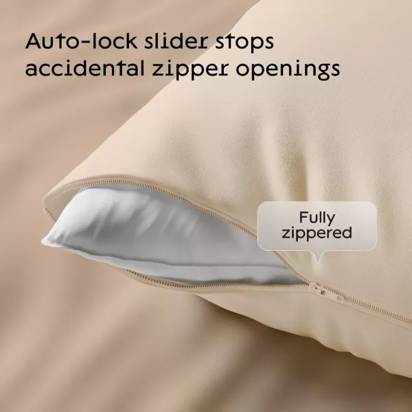 imageUltra Soft Pillow Protectors with Zipper Standard Size  Set of 4 Breathable Pillow Covers  100 Protection Against Stains Dust ampamp Dirt  Machine Washable GrayBeige