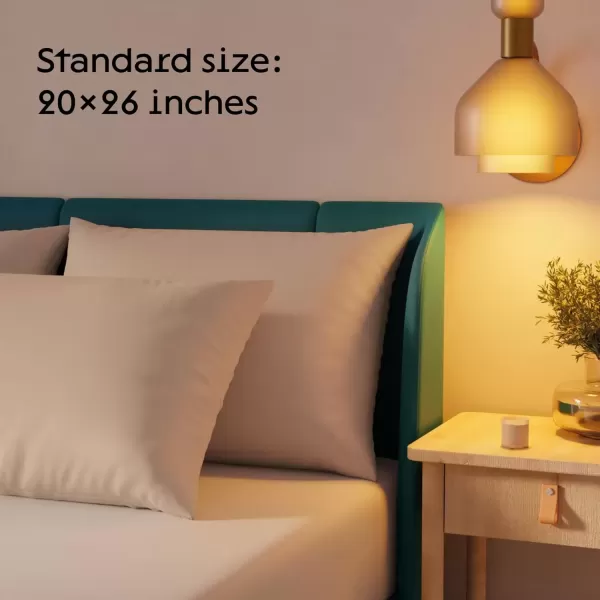 imageUltra Soft Pillow Protectors with Zipper Standard Size  Set of 4 Breathable Pillow Covers  100 Protection Against Stains Dust ampamp Dirt  Machine Washable GrayBeige