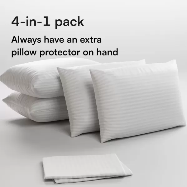 imageUltra Soft Pillow Protectors with Zipper Standard Size  Set of 4 Breathable Pillow Covers  100 Protection Against Stains Dust ampamp Dirt  Machine Washable GrayDark White