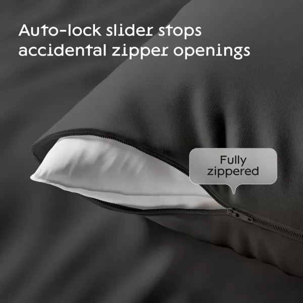 imageUltra Soft Pillow Protectors with Zipper Standard Size  Set of 4 Breathable Pillow Covers  100 Protection Against Stains Dust ampamp Dirt  Machine Washable GrayBlack
