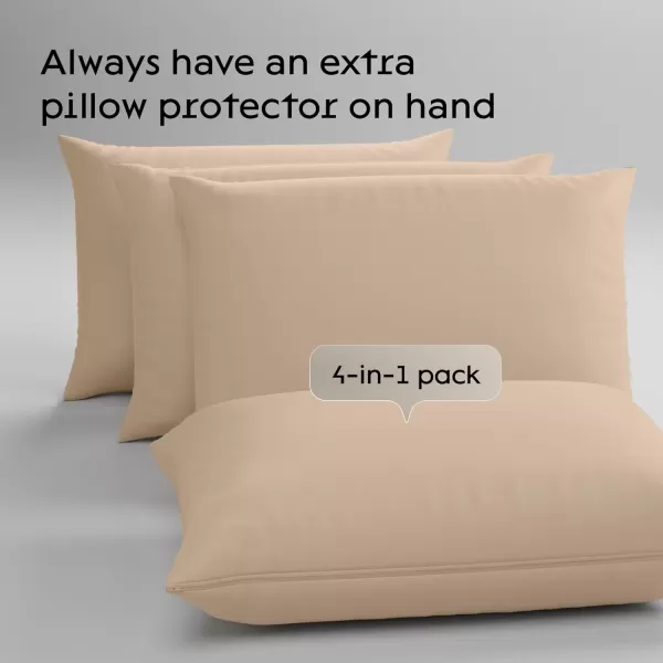 imageUltra Soft Pillow Protectors with Zipper Standard Size  Set of 4 Breathable Pillow Covers  100 Protection Against Stains Dust ampamp Dirt  Machine Washable GrayBeige