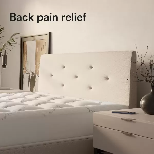 imageViscose Made from Bamboo Twin Mattress Topper  Thick Cooling Breathable Pillow Top Mattress Pad for Back Pain Relief  Deep Pocket Topper Fits 820 Inches Mattress WhiteWhite