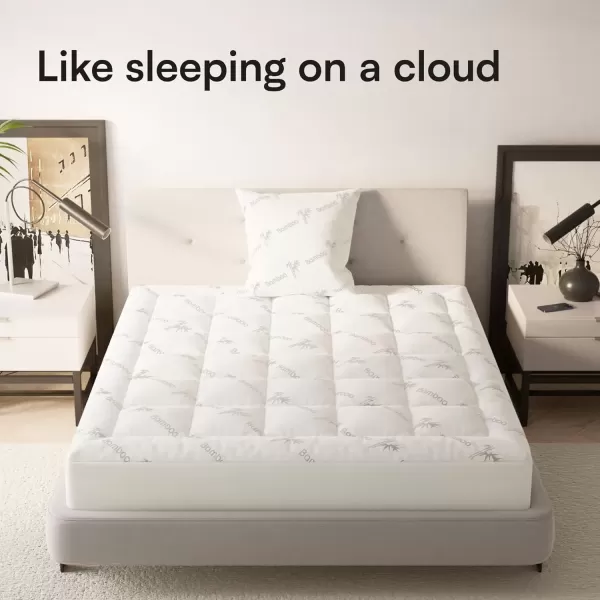 imageViscose Made from Bamboo Twin Mattress Topper  Thick Cooling Breathable Pillow Top Mattress Pad for Back Pain Relief  Deep Pocket Topper Fits 820 Inches Mattress WhiteWhite