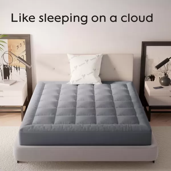 imageViscose Made from Bamboo Twin Mattress Topper  Thick Cooling Breathable Pillow Top Mattress Pad for Back Pain Relief  Deep Pocket Topper Fits 820 Inches Mattress WhiteGrey