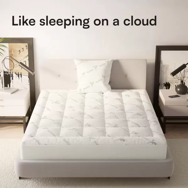 imageViscose Made from Bamboo Twin Mattress Topper  Thick Cooling Breathable Pillow Top Mattress Pad for Back Pain Relief  Deep Pocket Topper Fits 820 Inches Mattress WhiteGreen