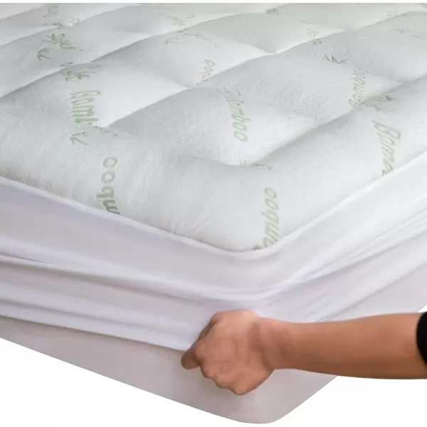 imageViscose Made from Bamboo Twin Mattress Topper  Thick Cooling Breathable Pillow Top Mattress Pad for Back Pain Relief  Deep Pocket Topper Fits 820 Inches Mattress WhiteGreen