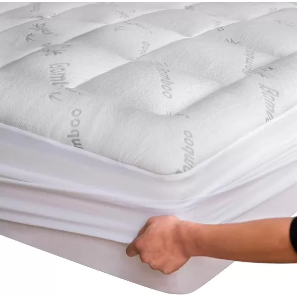 imageViscose Made from Bamboo Twin Mattress Topper  Thick Cooling Breathable Pillow Top Mattress Pad for Back Pain Relief  Deep Pocket Topper Fits 820 Inches Mattress WhiteWhite