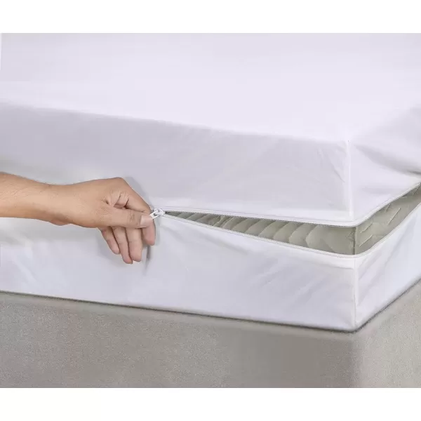 imageWaterproof Mattress Protector Queen Encasement Bed Size 60x80x1516Inches Extra Deep Pocket Protector Cover 6 Sided Enhanced Protection Breathable White