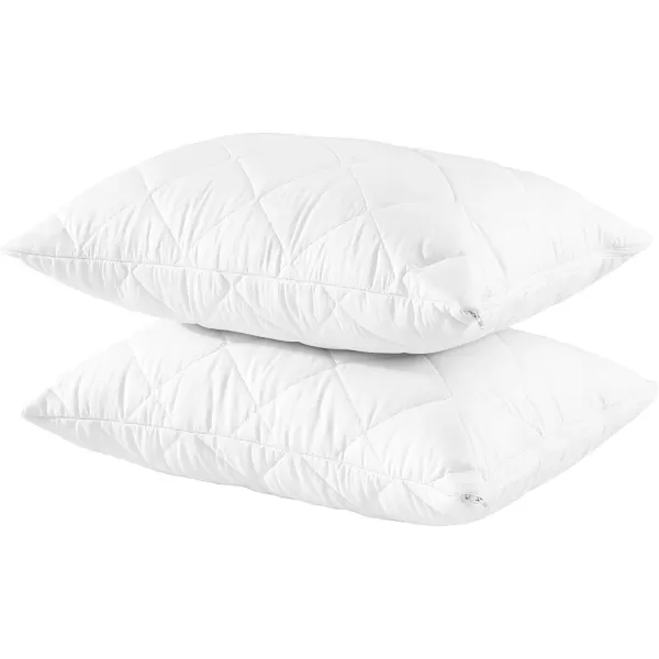 imageWaterproof Quilted Pillow Protectors King Ultra Soft Thick Pair 20x36 Inches Brushed Ultra Plush White Zippered Set of 2 Size EncasementKing