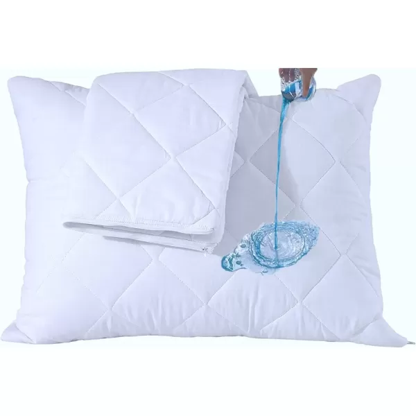 imageWaterproof Quilted Pillow Protectors King Ultra Soft Thick Pair 20x36 Inches Brushed Ultra Plush White Zippered Set of 2 Size EncasementKing