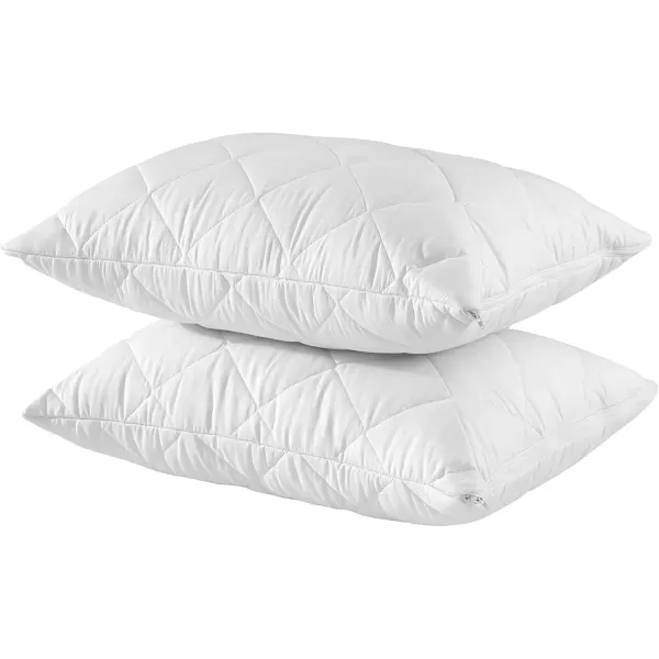 imageWaterproof Quilted Pillow Protectors King Ultra Soft Thick Pair 20x36 Inches Brushed Ultra Plush White Zippered Set of 2 Size EncasementQueen