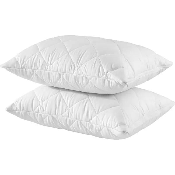 imageWaterproof Quilted Pillow Protectors King Ultra Soft Thick Pair 20x36 Inches Brushed Ultra Plush White Zippered Set of 2 Size EncasementStandard