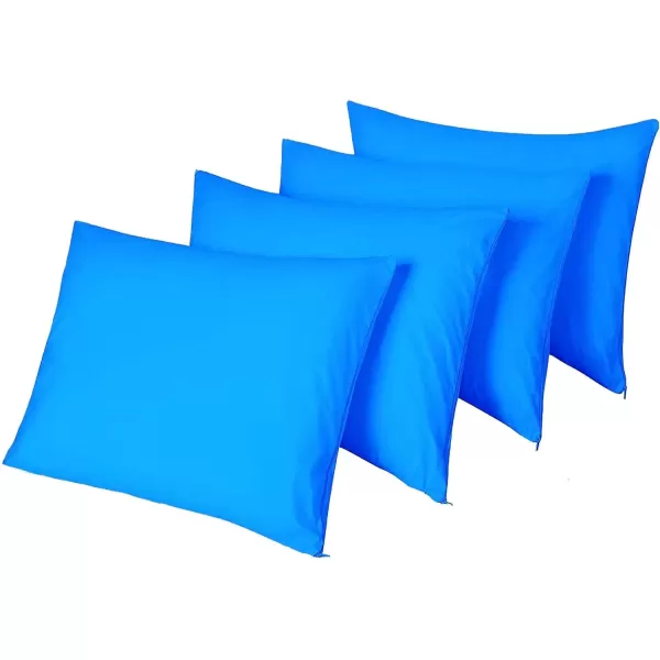 image4 Pack Waterproof Grey Pillow Protectors Standard 20x26 Inches Smooth Zipper Premium Encasement Covers Quiet Cases SetBlue