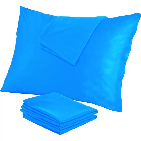 image4 Pack Waterproof Grey Pillow Protectors Standard 20x26 Inches Smooth Zipper Premium Encasement Covers Quiet Cases SetBlue